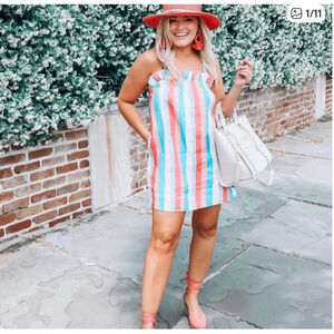 Women's Buddy Love Striped Mini Dress S Pink Blue